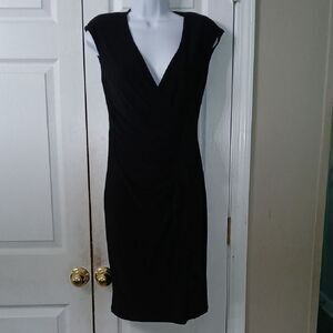 Evan Picone faux wrap black dress Sz 4 NWOT